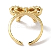 Bowknot Brass Micro Pave Clear Cubic Zirconia Open Cuff Rings for Women LS-RJEW-C098-10G-3