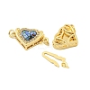 Rack Plating Brass Micro Pave Cubic Zirconia & Shell & Enamel Box Clasps KK-S373-05G-2