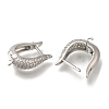 Rack Plating Brass Micro Pave Cubic Zirconia Hoop Earring Findings EJEW-H143-07P-2