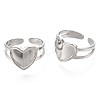 Non-Tarnish 304 Stainless Steel Heart Cuff Rings RJEW-N038-118P-2