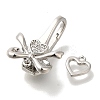 Brass Micro Pave Clear Cubic Zirconia Fold Over Clasps KK-K389-101P-2