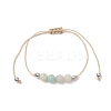 3Pcs 3 Style Natural Amazonite Braided Bead Bracelets Set BJEW-JB09334-05-3