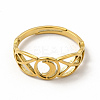 Ion Plating(IP) 304 Stainless Steel Crescent Moon Adjustable Ring for Women LS-RJEW-B027-03G-2