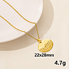 304 Stainless Steel Flat Round Pendant Necklace for Women SM6724-10-1