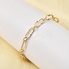 Brass Paperclip Chains Bracelet for Women BJEW-A065-09G-3