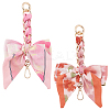 2Pcs 2 Styles Bowknot Zinc Alloy with Polyester Bag Extension Chains FIND-GO0003-73-1