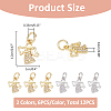 12Pcs 2 Colors Brass Micro Pave Cubic Zirconia Charms KK-FH0007-76-2