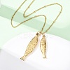 304 Stainless Steel Couple Fish Pendant Satellite Chain Necklaces for Women LS-NJEW-Z108-02G-2