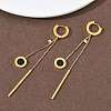 304 Stainless Steel Crystal Rhinestone Flat Round Tassel Hoop Earrings EJEW-G453-02G-2