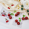 4 Pairs 4 Styles Foam & Glass & Acrylic Cherry Dangle Stud Earrings with Brass Pins EJEW-FI0002-88-5