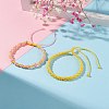 2Pcs 2 Colors Peach Blossom Braided Cord Bracelet BJEW-JB07610-01-2