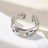 Brass Micro Pave Colorful Cubic Zirconia Cuff Open Rings RJEW-Z145-05P-3
