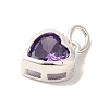 925 Sterling Silver Cubic Zirconia Heart Charms with Jump Rings FIND-U013-10S-06-2