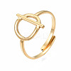 304 Stainless Steel Toggle Clasp Shape Open Cuff Ring RJEW-T023-85G-3