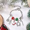 Christmas Theme Glass & Alloy European Beads Bracelets for Women BJEW-JB11198-02-2