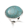 Synthetic Turquoise Round Adjustable Rings RJEW-K371-09S-16-2