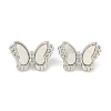 Brass Pave Clear Cubic Zirconia Butterfly Connector Charms with Sea Shell KK-Q820-13P-1
