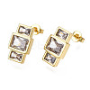 Cubic Zirconia Rectangle Dangle Stud Earrings X-EJEW-N011-53-02LG-1