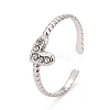 Crystal Rhinestone Heart Open Cuff Ring LS-RJEW-C025-39P-1