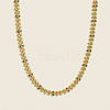 304 Stainless Steel Enamel Green Leaf Link Chain Necklaces for Women OR8327-1