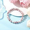 Natural Pink Zebra Jasper Round Beads Bracelets BJEW-JB12435-1