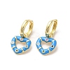 Heart Real 18K Gold Plated Brass Dangle Hoop Earrings EJEW-L268-038G-01-1