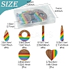 12Pcs 6 Styles Pride Rainbow Theme Resin & Walnut Wood Pendants WOOD-FS0001-32-4