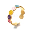201 Stainless Steel Enamel Open Cuff Ring for Women RJEW-A053-04G-01-3