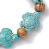 Beach Turtle Dyed Synthetic Turquoise Stretch Bracelets BJEW-JB10291-02-4