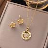Brass Micro Pave Clear Cubic Zirconia Stud Earrings & Pendant Necklaces Sets FS-WG8C3C9-08-1