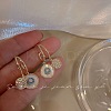 Vintage Flat Round Stainless Steel Enamel & Crystal Rhinestone Stud Earrings for Women IL3375-10-1