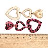 Heart with Leopard Print Alloy Tassel Stud Earrings EJEW-Z112-05G-3