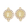 Brass Pave Cubic Zirconia Connector Charms KK-L251-21G-02-1