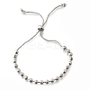 Brass Round Beads Slider Bracelets for Women BJEW-D317-13P-4