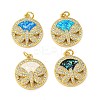 Flat Round with Dragonfly Brass Pendants Micro Pave Cubic Zirconia with Synthetic Opal KK-K356-06G-1