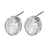 Brass Micro Pave Clear Cubic Zirconia Stud Earrings EJEW-C174-02E-P-4