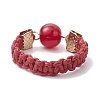 Glass Round Ball Braided Bead Style Finger Ring RJEW-JR00600-03-4
