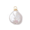 Natural Keshi Pearl Flat Round Charms PALLOY-JF05077-01-2