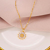 Sunflower 304 Stainless Steel Clear Cubic Zirconia Pendant Necklaces for Women FS-WG5C110-01-3