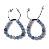 10mm Round Dyed & Heated Natural Blue Aventurine Braided Bead Bracelets BJEW-C067-01C-16-1