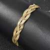 304 Stainless Steel Interlocking Herringbone Chain Bracelet for Women BJEW-K240-08C-G-1