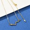 Brass Pave Black Cubic Zirconia Snake Pendant Necklaces NJEW-D320-02ASG-1
