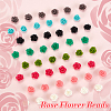 64Pcs 8 Colors Synthetic Coral 3D Flower Rose Beads CORA-GA0001-02-4