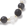 Natural Quartz Crystal & Lava Rock & Larvikite Stretch Bracelets for Women BJEW-JB13188-4