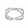 Non-Tarnish 304 Stainless Steel Criss Cross Open Cuff Ring RJEW-T023-11P-2