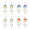 Glass Beaded Ring with Teardrop Dangle Earrings EJEW-JE05263-1