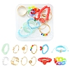 12Pcs 12 Style Cherry & Strawberry & Flower Glass Seed & Polymer Clay Heishi Beaded Stretch Finger Rings RJEW-YW0001-01-1