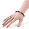 4Pcs 4 Color Natural Wood & Lava Rock & Alloy Corss Beaded Stretch Bracelets Set BJEW-JB08816-3