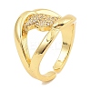 Brass Micro Pave Cubic Zirconia Cuff Rings for Women RJEW-S392-14G-1