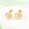 304 Stainless Steel with Resin Flower Link Chain Necklaces & Stud Earrings SJEW-Z005-02G-03-2